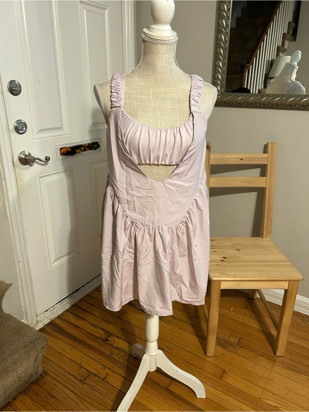 Free People Lilac Ruched Strap Cutout Mini Dress